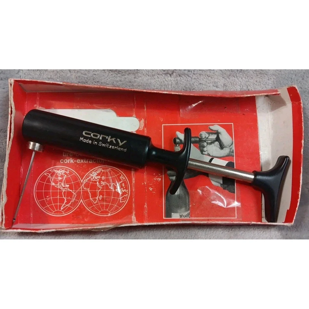 Corky Wine Bottle Cork Extractor Using Air Pressure Switzerland Wall Street Jrnl